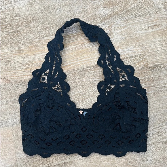 Free People Black Lace Halter Bralette - Picture 1 of 5